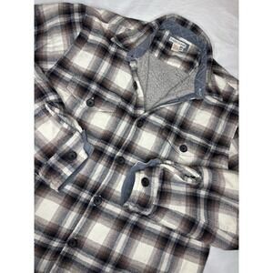 Carbon 2 Cobalt Fleece Lined Blue Plaid Button Up‎ Jac-Shirt Shacket Medium Tall